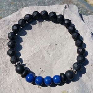 Onyx & Lapis Lazuli Gemstone Bead Bracelet